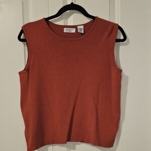 LAURA ASHLEY Women's Sleeveless Top in Rust Burnt Orange Sz Large PETITE